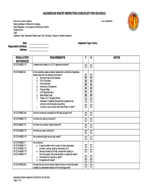 Hazardous Waste Inspection Checklist for Schools