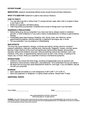 Patient Medication Guide for Cefadroxil