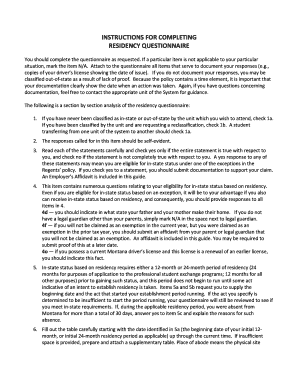 Montana Residency Questionnaire