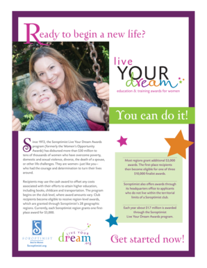 Soroptimist Live Your Dream Awards Application