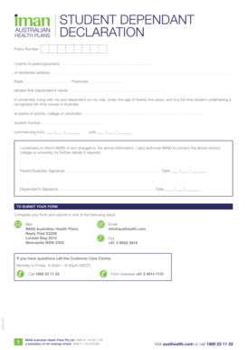 Student Dependant Declaration Form