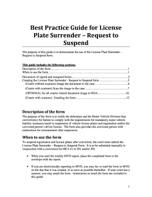 License Plate Surrender Request to Suspend Form