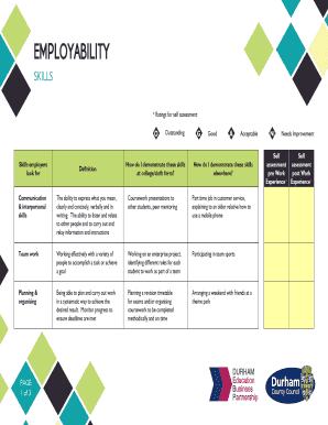 Employability Skills Self Assessment Form