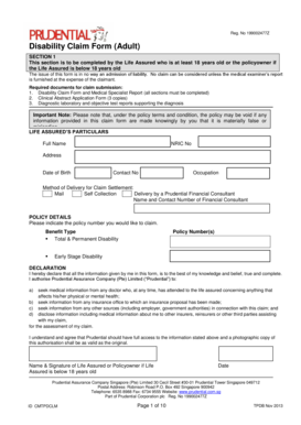 Disability Claim Form (Adult)