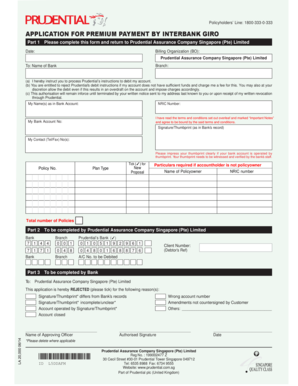 Application for Premium Payment by Interbank GIRO