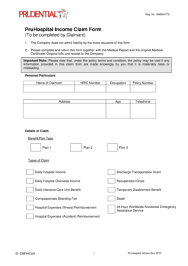 PruHospital Income Claim Form