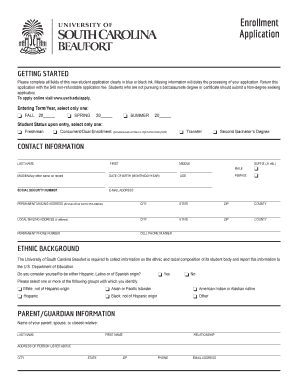 USCB Enrollment Application Form