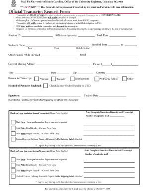 Official Transcript Request Form