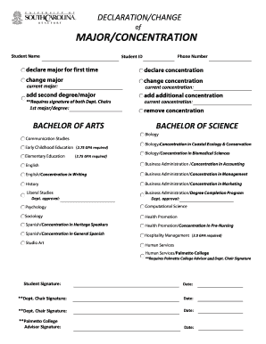 Declaration/Change of Major/Concentration Form
