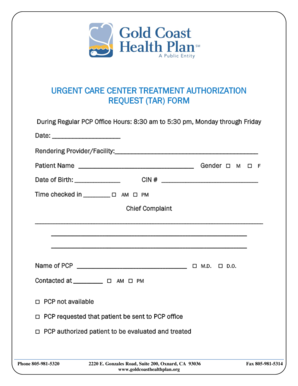 Urgent Care Center Treatment Authorization Request Form