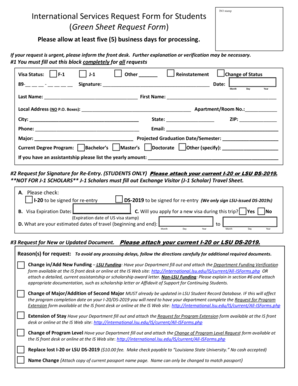 International Services Request Form for Students