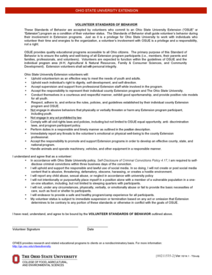 Ohio State University Extension Volunteer Standards of Behavior