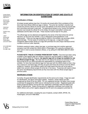 USDA Sheep and Goat Identification Form