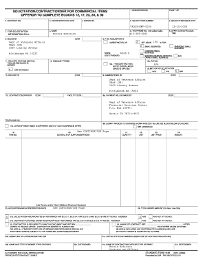 US Federal Commercial Items Solicitation Contract Form