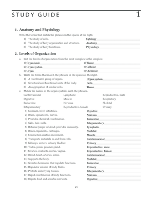 Anatomy and Physiology Study Guide