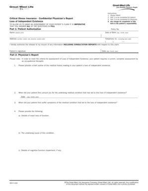 Critical Illness Insurance Physician Report