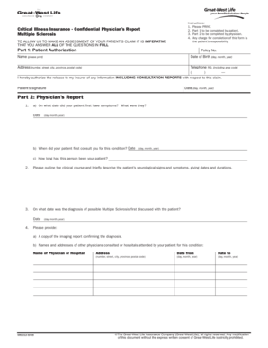 Critical Illness Insurance Physician Report