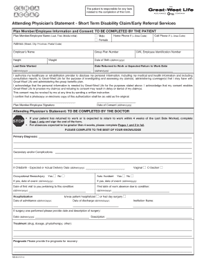 Attending Physician's Statement - Short Term Disability Claim