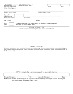 University of Redlands Course Contract