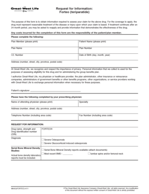 Forteo Drug Coverage Request Form