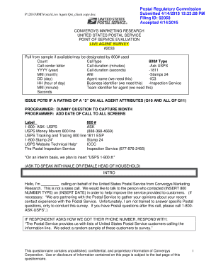 USPS Live Agent Survey Form