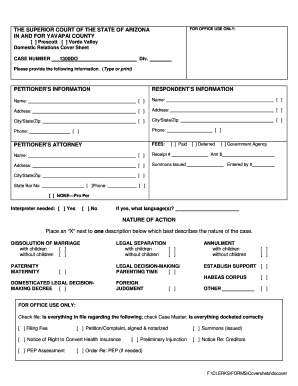 Arizona Domestic Relations Cover Sheet