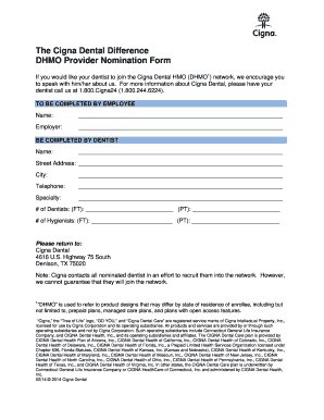 Cigna Dental DHMO Provider Nomination Form
