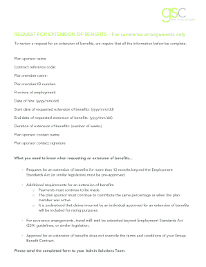 Request for Extension of Benefits Form