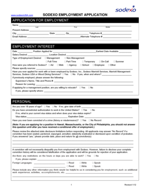 Sodexo Employment Application