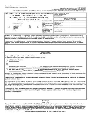 USPTO Patent Application Oath or Declaration