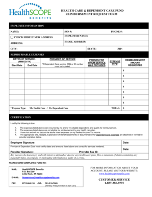 Health and Dependent Care Reimbursement Request Form