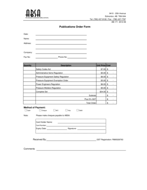 Publications Order Form