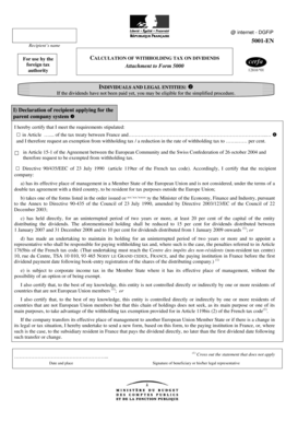 French Withholding Tax on Dividends Form 5001