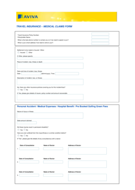 Travel Insurance Medical Claims Form