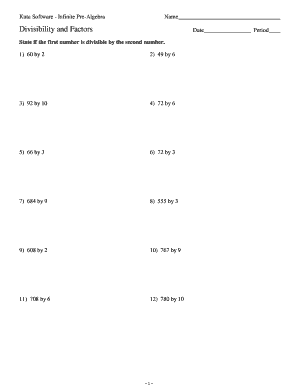Divisibility and Factors Worksheet