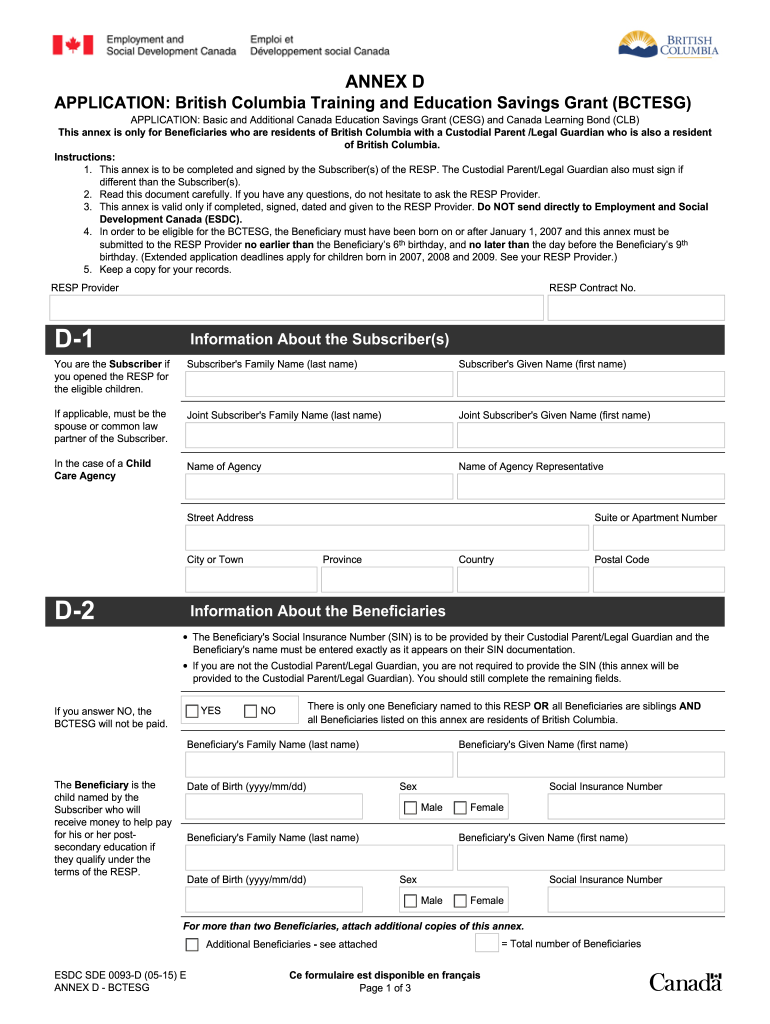 bctesg form Preview on Page 1