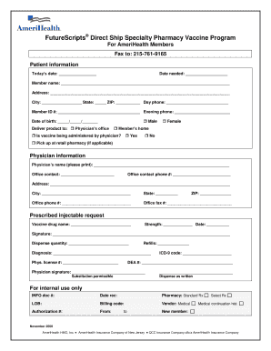 AmeriHealth Vaccine Program Form