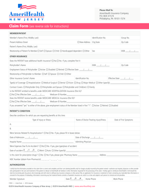 AmeriHealth Insurance Claim Form