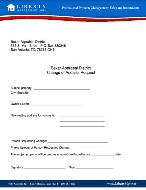 Bexar County Appraisal District Change of Address Request