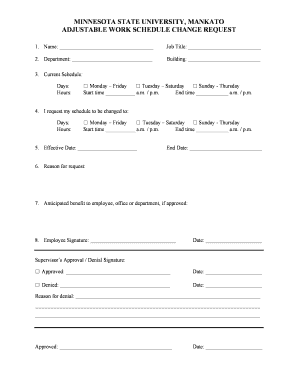 Adjustable Work Schedule Change Request