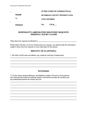 Defendant's Discovery Requests for Personal Injury Claims