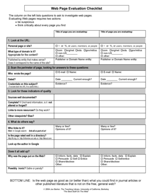 Web Page Evaluation Checklist