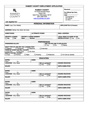 Ramsey County Employment Application