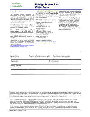 USDA Foreign Buyers List Order Form