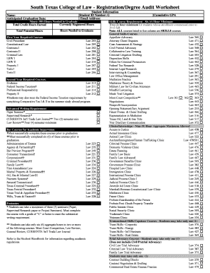 South Texas College of Law - Degree Audit Worksheet