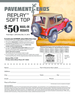 Bestop Replay Soft Top Mail-In Rebate Form