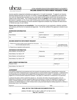 Income-Sensitive Repayment Request Form