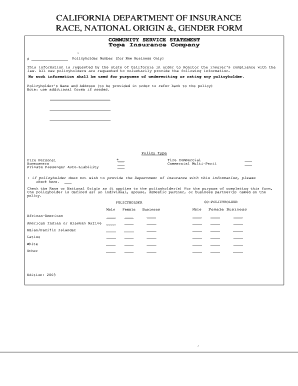 California Race, National Origin & Gender Form