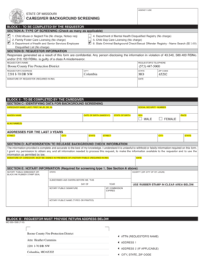 Missouri Caregiver Background Screening Form