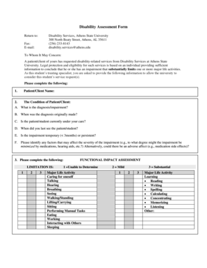 Disability Assessment Form